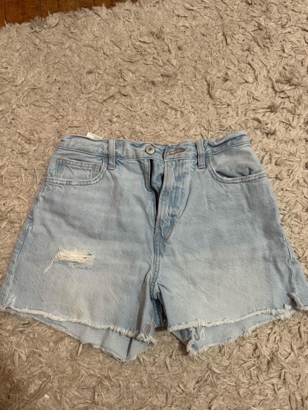 American Eagle Outfitters Light Blue Distressed Denim Shorts